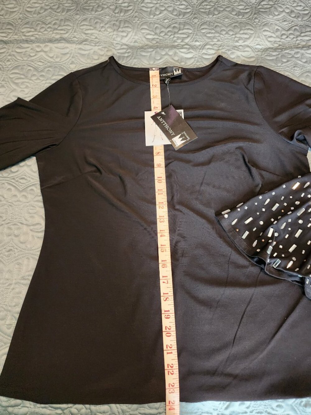 Black Crystal Accented Top and Skirt set - Picture 9 of 16